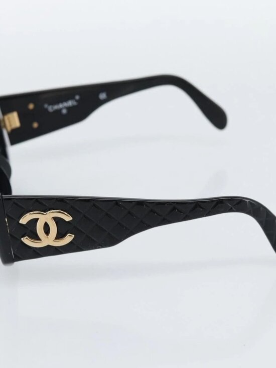 CHANEL Sunglasses Plastic Black Gold CC Auth bs35953 main image 7